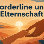 Borderline und Elternschaft: warme Illustration von Elternteil und Kind Hand in Hand